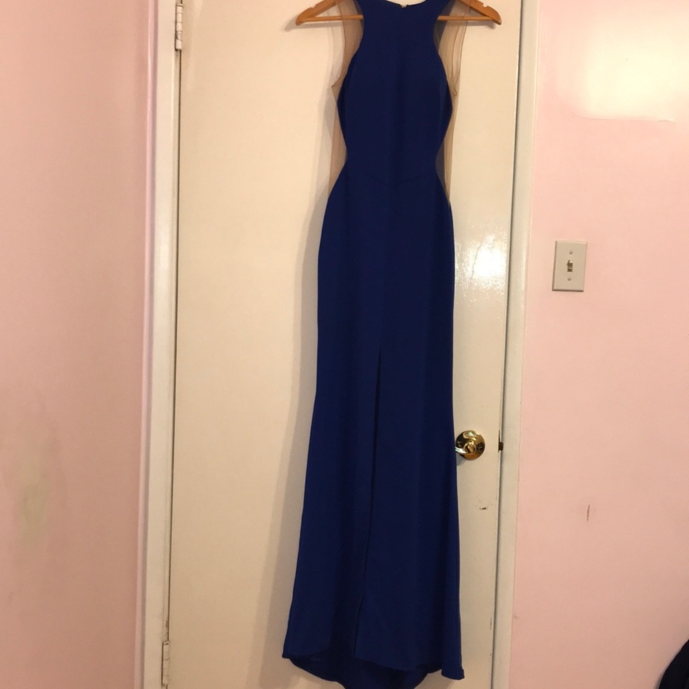 Nicole Bakti mesh hour glass dress with slit